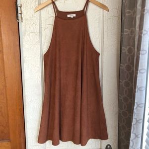 Suede Burnt Orange Razorback Dress. Size L.
